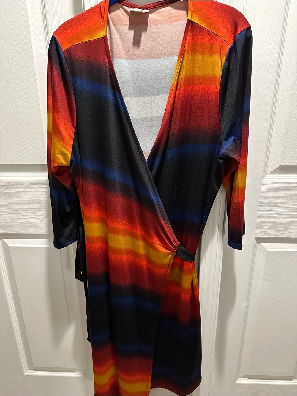 LuLaRoe Vibrant Michelle Multi-Stripe Wrap Dress 🌅